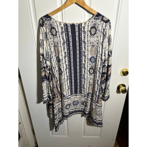 JOHNNY WAS Dolce Drape Bell Long Sleeve Embroidered Floral Boho Tunic - Picture 3 of 8